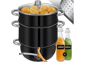 4260692715293 - KESSER® Dampfentsafter 15 L Edelstahl Entsafter Saftpresse Inkl 2x Bügelflasche Obst und Gemüse - für alle Herdarten geeignet auch Induktion Ø 26cm spülmaschinengeeignet Induktionsdampfentsafter