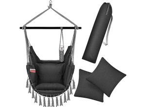 4260692719031 - KESSER® Hängesessel mit 2 Kissen Getränkehalter & Bücherfach - Safari XXL Hängestuhl für Erwachsene & Kinder Hängematte bis 150 kg Hängesitz Aufhängung Indoor & Outdoor Wohn & Garten Terrasse