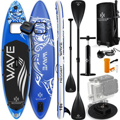 4260692719154 - KESSER® SUP Board Aufblasbar Set mit Sichtfenster Stand Up Paddle Board Premium Surfboard Wassersport 6 Zoll Dick Komplettes Zubehör 130kg