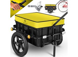 4260692719239 - KESSER® Fahrradanhänger Lastenanhänger Handwagen mit Kupplung Hochdeichsel für Fahrrad Transportanhänger Transportbox mit 70 Liter Volumen Max 60kg für Fahrräder mit 26 - 28