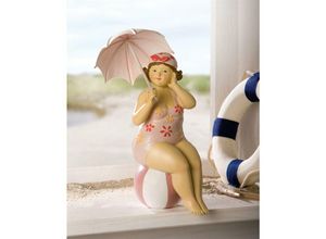 4260693420257 - Dekoleidenschaft - Stranddame mit Schirm maritime Deko Figur aus Polyresin 10x7x21 cm