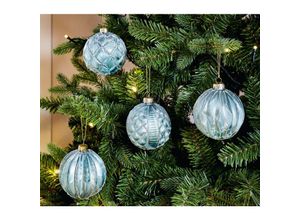 4260693421582 - Dekoleidenschaft - Christbaumkugel Blau 4er Set Weihnachtskugeln aus Glas xmas Weihnachtsdeko