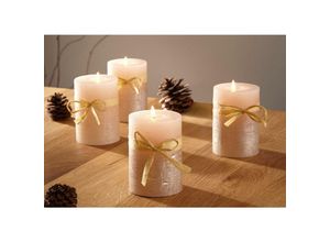 4260693421599 - Dekoleidenschaft - Wachskerze Champagner im 4er Set creme & gold ø 6 cm Stumpenkerze Advent Kerze