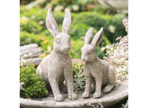 4260693422886 - Dekoleidenschaft - 2x Hase Beton-Style aus Zement grau 18 + 25 cm hoch Osterdeko Osterhase Gartendeko