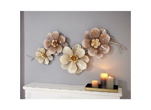 4260693428543 - Dekoleidenschaft - 3D Wandbild Blumen aus Metall 112x52 cm Wanddeko Wandschmuck