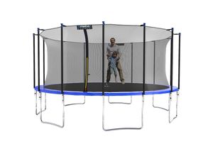 4260694830017 - KINETIC SPORTS Trampolin Outdoor SALTO Ø 183 244 305 366 400 430 490 cm -TÜV Rheinland geprüft Kindertrampolin Set mit Netz Randpolster USA Sprungtuch - Gartentrampolin bis zu 160kg Blau-4 Ø 490 cm Ø 490 cm Blau-4