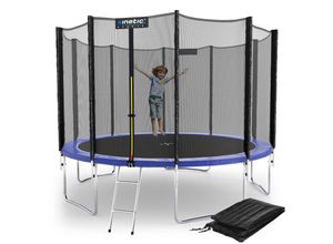 4260694830024 - KINETIC SPORTS Trampolin Outdoor Salto Plus Ø 183 244 305 366 400 430 490 cm - TÜV Rheinland geprüft Komplett-Set für Kinder USA Sprungtuch Netz Randpolster Leiter - bis zu 160kg Blau-4 Ø 335 cm Ø 335 cm Blau-4