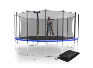 4260694830031 - KINETIC SPORTS Trampolin Outdoor Salto Plus Ø 183 244 305 366 400 430 490 cm - TÜV Rheinland geprüft Komplett-Set für Kinder USA Sprungtuch Netz Randpolster Leiter - bis zu 160kg Blau-4 Ø 490 cm Ø 490 cm Blau-4