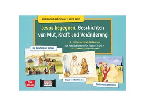 4260694922163 - Jesus begegnen Geschichten von Mut Kraft und Veränderung 3 x 5 Kinderbibel-Bildkarten Mit Arbeitsblättern für Klasse 3 und 4 Kamishibai Bildkartenset - Catharina Fastenmeier Box