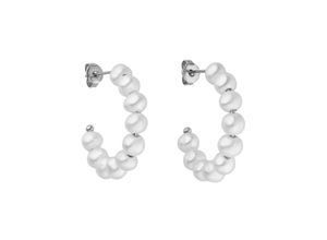 4260695688693 - Paar Creolen Schmuck Geschenk Aina Ohrringe 2125-Earring-Aina Ohrringe Gr Edelstahl-Perlen silberfarben (edelstahlfarben weiß) Damen mit Süßwasserzuchtperle