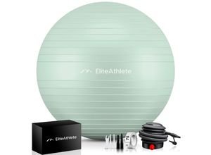 4260696120215 - EliteAthlete® Gymnastikball Sitzball Büro ergonomisch mit Anti Burst System - Fitness Yoga Pilates Schwangerschaft - Schwangerschaftsball Fitnessball Yogaball - Yoga Ball inkl Luftpumpe - Mint 65cm