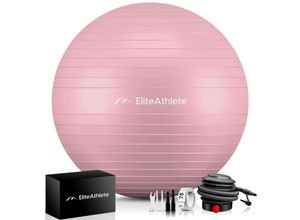 4260696120574 - EliteAthlete® Gymnastikball Sitzball Büro ergonomisch mit Anti Burst System - Fitness Yoga Pilates Schwangerschaft - Schwangerschaftsball Fitnessball Yogaball - Yoga Ball inkl Luftpumpe - Peach 75cm