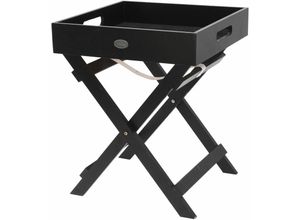 4260700653302 - Kleiner Holz Beistelltisch - Farbe schwarz - 2-teilig mit Abnehmbarer Tischplatte - Blumen Pflanzen Hocker Tisch