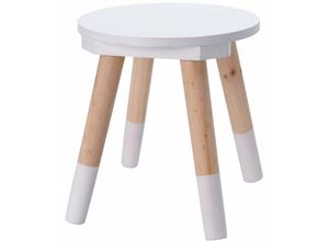 4260700653449 - Spetebo - Kinder Hocker weiß-natur - 24 x 26 cm - Kids Collection Sitzhocker Kinderzimmer Stuhl