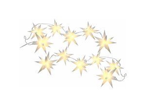 4260700654026 - 3D Sternen Lichterkette weiß mit 12 LED - 260 cm - Garten Balkon Terrasse Deko Weihnachten Advent innen außen