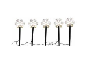 4260700654521 - Spetebo - led Gartenstecker 5er Set Schneeflocken - 35 cm - led Gartenstecker mit Timer - Weihnachts Winter Deko für Garten Balkon und Terrasse