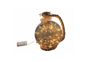 4260700654774 - Spetebo - led Hänge Leuchtkugel - 15 cm   gold - Deko Pendelleuchte Lichterkugel mit Hanf Seil - Batterie betrieben mit Timer Funktion