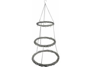 4260700654866 - Spetebo - 3-teiliger Rattan Deko Kranz - ø 50 cm grau - mit Kette zum hängen - Holzkranz Deckenkranz Weidenkranz
