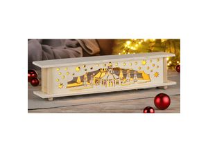 4260700654903 - Spetebo - led Weihnachts Landschaft - ca 57 x 13 cm - Holz Winterlandschaft mit 10 gelben led - Weihnachts Dorf Szene Tisch Deko beleuchtet