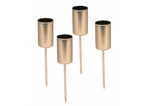 4260700657119 - Spetebo - Stabkerzen Pick 4er Set - gold- Kerzen Stecker für Advents und Weihnachts Gesteck - Kerzenpick für Tafelkerzen