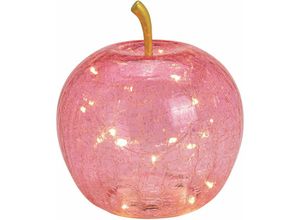 4260700657577 - Spetebo - led Glas Apfel 16 cm - rosa - Deko Frucht in Bruchglas Optik Batterie betrieben mit Timer