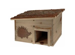 4260700657881 - Spetebo - Igelhotel aus Holz mit Flachdach - 34 x 28 cm - Igel Futter Haus Hotel Höhle eckig