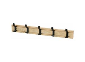 4260700659366 - Spetebo - Holz Garderobenleiste mit 5 Haken - 50 cm - Wand Garderobe Kleiderhaken Leiste