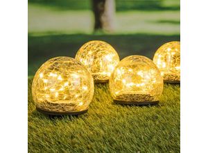 4260700659649 - Spetebo - led Solar Kugel Leuchten - 4er Set - Garten Deko Kugellelleuchten aus Crackle Glas