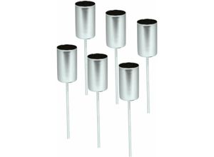 4260700659694 - Spetebo - Tafelkerzen Pick 6er Set - silber - Kerzen Stecker für Advents und Weihnachts Gesteck - Kerzenpick für Stabkerzen