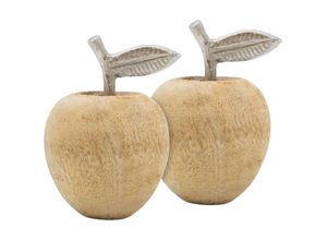 4260700659915 - Deko Früchte im Set Apfel - 15 cm - Figuren aus Mango Holz - Rustikaler Tisch Schmuck