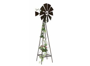 4260700960196 - Dandibo - Windrad Metall 170 cm kugelgelagert Braun Windspiel Gartenstecker 96019 Windmühle Wetterfest Gartendeko Garten Bodenstecker