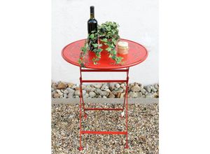 4260700960332 - Tisch Bistrotisch Rot Rund ø 65 cm Klapptisch Gartentisch Metall Passion Eisentisch Balkontisch - Dandibo