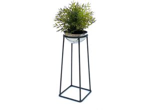 4260700960813 - Dandibo - Blumenhocker Metall mit Topf Schwarz Silber 435 cm Blumenständer 96078 s Blumensäule Modern Pflanzenständer Pflanzenhocker