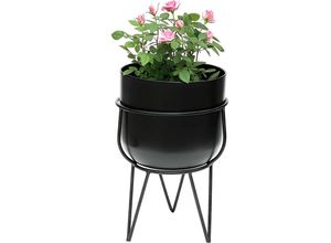 4260700961513 - Blumenhocker mit Topf Metall Schwarz 425 cm Blumenständer 96151 Blumensäule Modern Pflanzenständer Pflanzenhocker