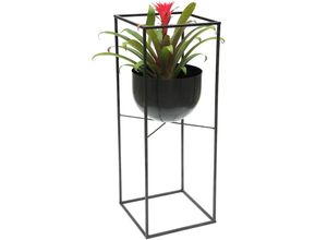 4260700961568 - Dandibo - Blumenhocker Metall Schwarz Eckig 82 cm Blumenständer 438 Blumensäule Modern Pflanzenständer Pflanzenhocker