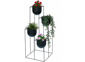 4260700961827 - Blumentreppe Metall Schwarz 90 cm Pflanzentreppe mit Topf Innen Indoor Blumenständer 210015 Blumensäule Modern Pflanzenständer Blumenhocker - Dandibo