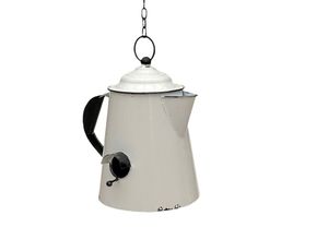 4260700962336 - Dandibo - Vogelhaus zum Aufhängen Metall Deko Kaffeekanne wetterfest 521864 Nistkasten Teekanne Futterstation für Vögel Shabby mit Kette Metallkanne