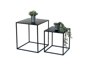 4260700962527 - Couchtisch Schwarz Metall 2er Set Beistelltisch Wohnzimmer 96252 Tisch Beistelltisch 52 cm und 42 cm Sofatisch Küchentisch Modern - Dandibo