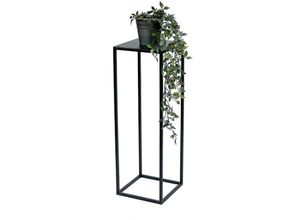 4260700963500 - Blumenhocker Metall Schwarz Eckig 70 cm Blumenständer Beistelltisch 96350 Blumensäule Modern Pflanzenständer Pflanzenhocker - Dandibo