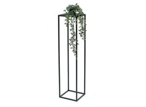 4260700963517 - Blumenhocker Metall Schwarz Eckig 100 cm Blumenständer Beistelltisch 96351 Blumensäule Modern Pflanzenständer Pflanzenhocker - Dandibo