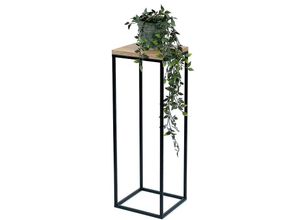 4260700963524 - Dandibo - Blumenhocker Metall Holz Schwarz Eckig 70 cm Blumenständer Beistelltisch 96352 Blumensäule Modern Pflanzenständer Pflanzenhocker