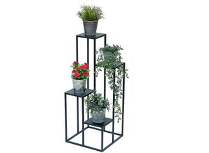 4260700963548 - Dandibo - Blumentreppe Metall Schwarz 90 cm Pflanzentreppe Blumenständer 96354 Blumensäule Modern Pflanzenständer Blumenhocker