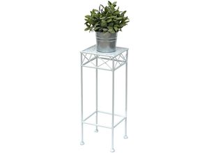 4260700963623 - Blumenhocker Weiß Metall Eckig 50 cm Blumenständer 96314 S Beistelltisch Blumensäule Modern Pflanzenständer Pflanzenhocker