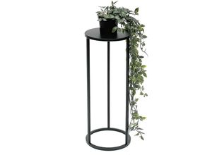 4260700963685 - Blumenhocker Metall Schwarz Rund 50 cm Blumenständer Beistelltisch 96316 s Blumensäule Modern Pflanzenständer Pflanzenhocker - Dandibo