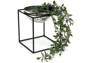 4260700963791 - Blumenhocker Metall mit Topf Schwarz Silber 28 cm Blumenständer 96256 m Blumensäule Modern Pflanzenständer Pflanzenhocker - Dandibo