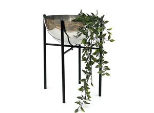 4260700963852 - Blumenhocker Metall mit Topf Schwarz Silber 45 cm Blumenständer 96257 l Blumensäule Modern Pflanzenständer Pflanzenhocker - Dandibo