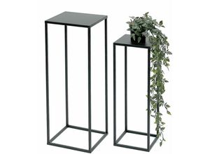 4260700963944 - Dandibo - Blumenhocker Metall Schwarz Eckig Blumenständer Beistelltisch 96315 2er Set Blumensäule Modern Pflanzenständer Pflanzenhocker