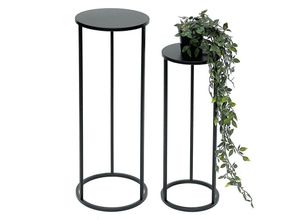 4260700963951 - Dandibo - Blumenhocker Metall Schwarz Rund Blumenständer Beistelltisch 96316 2er Set Blumensäule Modern Pflanzenständer Pflanzenhocker