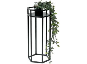 4260700964545 - Blumenhocker Metall Schwarz 6eck 50 cm Blumenständer Blumensäule 96453 s Pflanzenhocker Modern Pflanzenständer - Dandibo