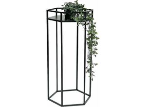 4260700964569 - Blumenhocker Metall Schwarz 6eck 70 cm Blumenständer Blumensäule 96453 L Pflanzenhocker Modern Pflanzenständer